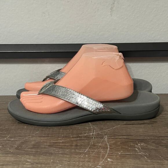 Vionic Tide Sequins Women’s Comfort Sandals Flip-Flops Shoes Size 11 Gray - Picture 1 of 8